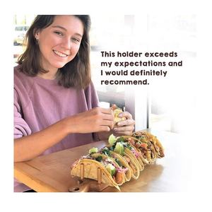 Soporte para tortitas <span class=keywords><strong>mexicano</strong></span> de burrito personalizado, estante para tacos en forma de W, bandeja para tacos de bambú con asa - Product Image 6