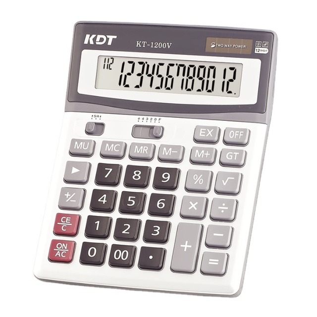 12 Digits Calculator Dual Power Metal Panel KT-1200V Scientific Tax Calculator