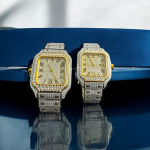Luxury Two Tone Gold Iced Out VVS Moissanite 36MM 40MM <strong>His</strong> <strong>Her</strong> <strong>Watch</strong> Set Automatic NH35 Movement Bustdown <strong>Watch</strong> for Men - Product Image 3