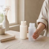 Botol Pompa Plastik PET Silinder Populer untuk Pabrik, Transparan Matte 300ml, Cetak Sablon, Tutup Ulir, untuk Sabun Mandi, Toner, Lotion