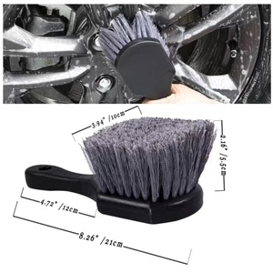 Brosse de nettoyage pour jantes de voiture, brosse douce grise pour moyeu et pneu, idéale pour le detailing automobile et les professionnels du lavage de voitures - Product Image 4