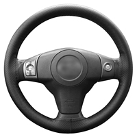 Cubiertas para volante de cuero de fibra suave DIY, volante de coche trenzado Universal con agujas e hilo, accesorios interiores
