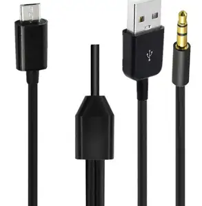 Cable 2 en 1-Mini Micro USB a USB y Cable de conexión de conector de audio estándar auxiliar de 3,5mm para Samsung i9300 i9220 1m