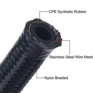 4AN 6AN 8AN 10AN 12AN 16AN 20AN Oil Gas Air Line Nylon And Stainless Steel Braided Fuel Hose