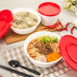 Wegwerp Noodle Bowls Best Selling Hoge Kwaliteit Hard Plastic Voedsel Noedelkom En Deksel