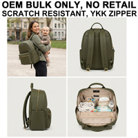 Sac à dos pour couches de bébé en cuir PU végétalien microfibre durable, fabrication OEM/ODM en marque blanche, fabricant en gros