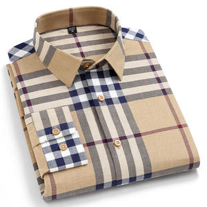 Logo personnalisé <span class=keywords><strong>2022</strong></span> Designer coton hommes Oxford à manches longues décontracté Vintage Plaid smoking chemises printemps à la mode brodé grande taille - Product Image 6