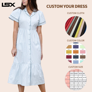 Custom Logo High Quality Linen Women's Long <strong>Skirt</strong> Oversize Casual Plain Blank Holiday Short Sleeved Casual Long <strong>Skirt</strong> - Product Image 2