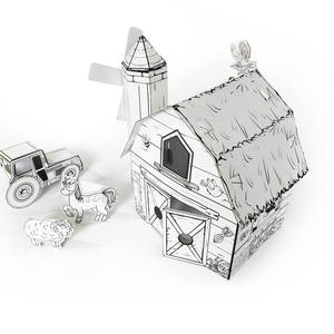 Puzzle 3D personnalisé en usine, <span class=keywords><strong>à</strong></span> <span class=keywords><strong>peindre</strong></span>, <span class=keywords><strong>à</strong></span> assembler, en carton, jouet fait main, modèle de maisonnette <span class=keywords><strong>à</strong></span> colorier DIY BF30006 - Product Image 2