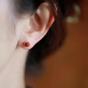 Pendientes de Coral con Baño de Oro Cnoe, Engaste de Bisel, Joyería Clásica para Uso Diario, Unisex - Product Image 5