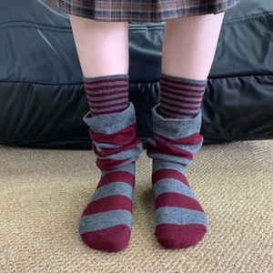 Chaussettes amples pour femmes, rayures et carreaux, en polyester, pour l'automne, style élégant, W2698 - Product Image 2