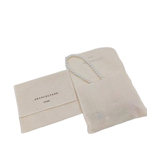 Pochette à bijoux en toile de coton 100% biodégradable avec logo personnalisé pour boucles d'oreilles, bracelets, emballage de bijoux - Product Image 1