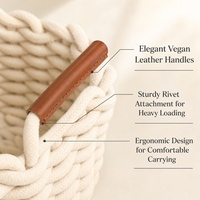Panier de rangement en corde de coton tressée de style nordique avec poignée, grande et petite taille, panier organisateur de cosmétiques, bac de rangement