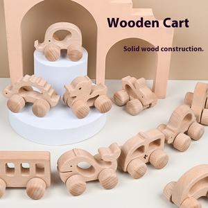 Infant Animal Shaped Holz Hand Push Car Lernspiel zeug für <span class=keywords><strong>2</strong></span> bis 4 Jahre alt mit Griff Trägheit Praxis - Product Image 3
