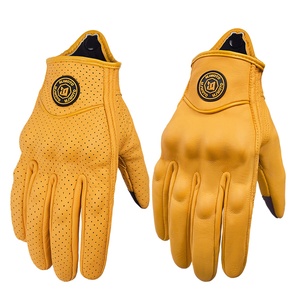 Guanti da <span class=keywords><strong>Moto</strong></span> <span class=keywords><strong>Vintage</strong></span> in Vera Pelle Traforata Uomo Donna Estivi Traspiranti Stile Retrò per Motocross Corsa e Strada - Product Image 1