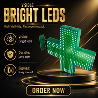 Écran LED d'extérieur double face couleur, programmable via application WiFi, pour enseigne de pharmacie verte en forme de croix