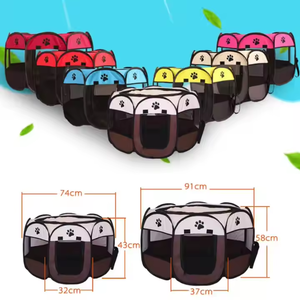 Grande tente extérieure portable pour animaux de compagnie Huit panneaux octogone chat Cage chien clôture motif animal moderne comprend un sac de transport pour les petits - Product Image 2