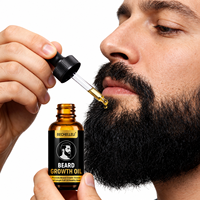 Kit de Soin de la Barbe Bio : Sérum de Croissance à l'Huile de Jojoba et d'Argan, Huile Efficace pour Remplir les Zones Clairsemées, Adoucissant et Revitalisant pour Barbe Homme (OEM)