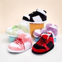 Chaussures Confortables en Peluche Dunk High, Baskets à Bout Rond, pour Intérieur et Extérieur, Taille Unique, Type Pantoufles