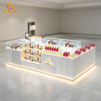 Kiosque à parfums haut de gamme, verre trempé, LED, idées de design d'intérieur pour boutique de cosmétiques, aménagement de magasin de parfums