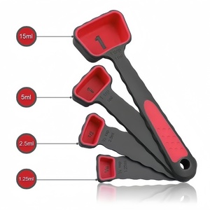 8-Piece Colorful Silicone Collapsible Kitchen Baking Cooking <b>Measuring</b> <b>Spoon</b> Set 250ml Capacity - Product Image 4