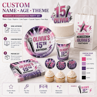 Ensemble de vaisselle et de décoration pour fête d'anniversaire sur le thème des starlettes Kpop, en plastique personnalisé, fabriqué en Chine