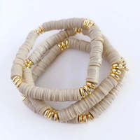 Nouveau design, bijoux Heishi tendance, bracelets extensibles bohèmes faits à la main en perles d'argile, bracelets perlés en polymère pour femmes