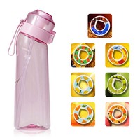 Botella de Agua Personalizada de 650 ml, Libre de BPA, Tritan, con 7 Anillos de Aroma a Frutas, a Prueba de Fugas, para Gimnasio y Viajes