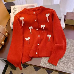 Cardigan da Donna in <span class=keywords><strong>Lana</strong></span> Lavorato a Maglia con Motivo Floreale, Decorazione a Bottoni <span class=keywords><strong>e</strong></span> Tasche Ricamate, Casual <span class=keywords><strong>e</strong></span> alla Moda - Product Image 1