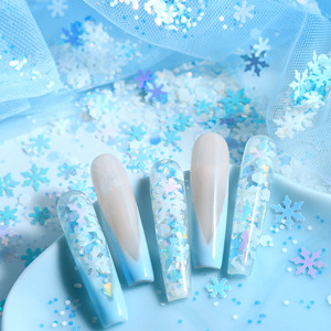 Lot de 5 sachets d'autocollants pour ongles d'hiver, flocons de neige holographiques bleus et blancs mélangés pour Noël - Product Image 1