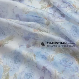 Ткань для печати на заказ, полиэфирная ткань с цветочным принтом, шелковая ткань из органзы для платьев, женская одежда