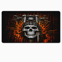 Tapis de souris de jeu personnalisé OEM ODM, grand format XL, imprimé crâne de motard et flammes, base en caoutchouc épais antidérapante, tapis de souris étendu pour les joueurs