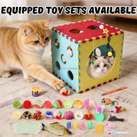 Casa para Gatos Desmontable de Fieltro con Diseño de Dados, Multicolor, Interactiva, Tipo Cueva y Túnel, Juguete para Mascotas