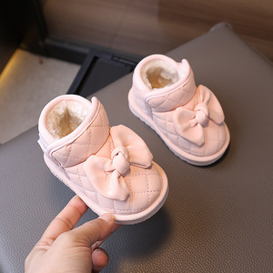 Bottes d'hiver courtes pour enfants, épaisses et douces, bottes de neige pour tout-petits, chaussures en cuir PU pour filles, chaussures plates pour bébés - Product Image 3