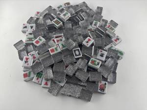 בציר מזרחי chinoiserie קריסטל שחור נצנצים נייד עמיד mahjong סט עם עיצוב פרחוני עבור לילה משחק המשפחה - Product Image 5