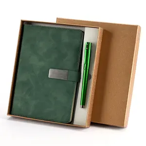 New Product Ideas 2021 Promotional Gift Items A5 Wax strap buckle patch Notebook and Pen Corporate Gifts Sets