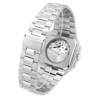 Montre automatique carrée HANBORO en or rose pour homme, avec date, phases de lune, mécanique, cristal, 10 bars, bracelet en acier, montre de ville pour affaires