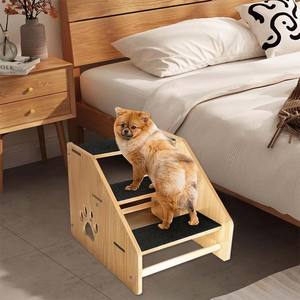 บันไดสุนัขบันไดไม้3ขั้นสำหรับสุนัขขนาดเล็กกลางสุนัขแมวบันไดขั้นบันไดสำหรับสัตว์เลี้ยงที่นอนสูงรถ - Product Image 3