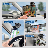 Support de tablette PC à ventouse puissante et robuste pour pare-brise de voiture, fenêtre, toit ouvrant, pour tablettes et téléphones de 4 à 12,9 pouces