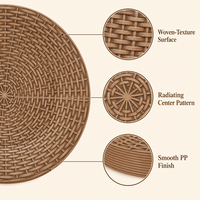 Assiette de présentation en PP tressé marron de 13 pouces, légère et incassable, pour la décoration de table de mariage, de fête ou de banquet