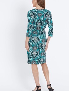 Las mujeres de alta calidad 3/4 manga lado Cintura entallada cuello en V <span class=keywords><strong>vestido</strong></span> <span class=keywords><strong>MIDI</strong></span> Impresión de - Product Image 3