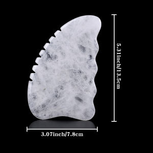 Gua Sha yüz araçları doğal beyaz yeşim şifa kristal yüz masajı guwomen cilt bakımı aracı yüz kaldırma erkekler kadınlar için - Product Image 3