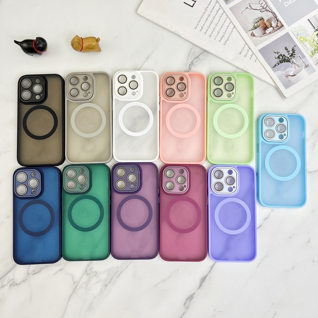 Luxury Magnetic Phone Cover with Camera Lens Protection Matte PC Cell Phone Case for iphone 13 14 15 Pro Max
