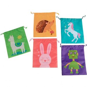 Sac à cordon pour enfants avec imprimé animal mignon, en tissu polyester durable, design imperméable, idéal pour les fêtes - Article promotionnel - Product Image 4