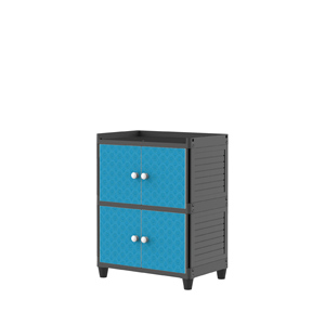 Modern Stackable <b>Plastic</b> Storage Cabinet 2 Tier Double Door Wardrobe <b>Organizer</b> (Twinbox Fit Style) - Product Image 2