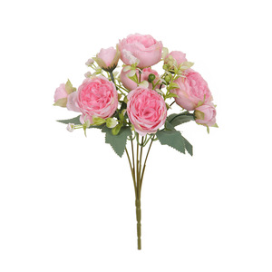 Bouquet di Peonie e Rose in Rayon, Bianco e <span class=keywords><strong>Rosa</strong></span>, per Decorazioni Nuziali, Vendita all'Ingrosso - Product Image 5