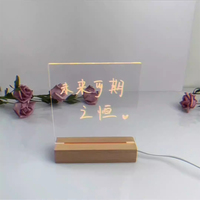 Tableau d'affichage effaçable Graffiti vierge clair acrylique veilleuse chambre petit cadeau de bricolage LED veilleuse avec support en bois
