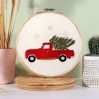 Usine bricolage rouge voiture pratique broderie ensemble pour débutants Semi-fini à la main point de croix décoration artisanat de noël