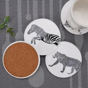 Animal Design Keramische Onderzetters Met Kurk Terug Mok Coaster Voor Home Decor En Koffie Cup