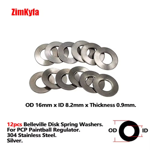 Entretoises plates Belleville en acier inoxydable OD16mm x ID 8.2mm Épaisseur 0.9mm Noir Argent 12 PIÈCES OEM - Product Image 3